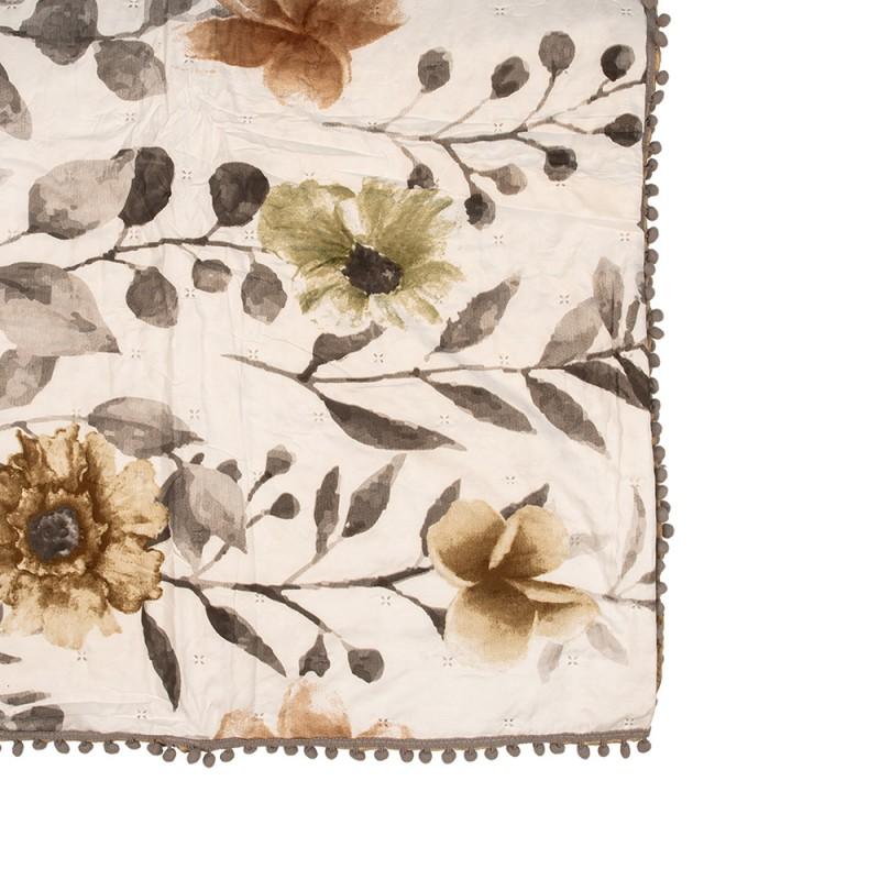 Clayre & Eef Q210.061 Bedsprei 220x240 Cm Wit Grijs Polyester Sprei