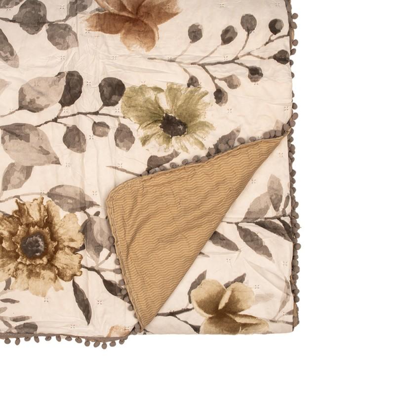 Clayre & Eef Q210.061 Bedsprei 220x240 Cm Wit Grijs Polyester Sprei