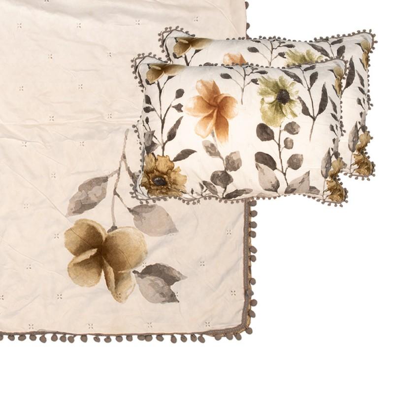 Clayre & Eef Q210.061 Bedsprei 220x240 Cm Wit Grijs Polyester Sprei