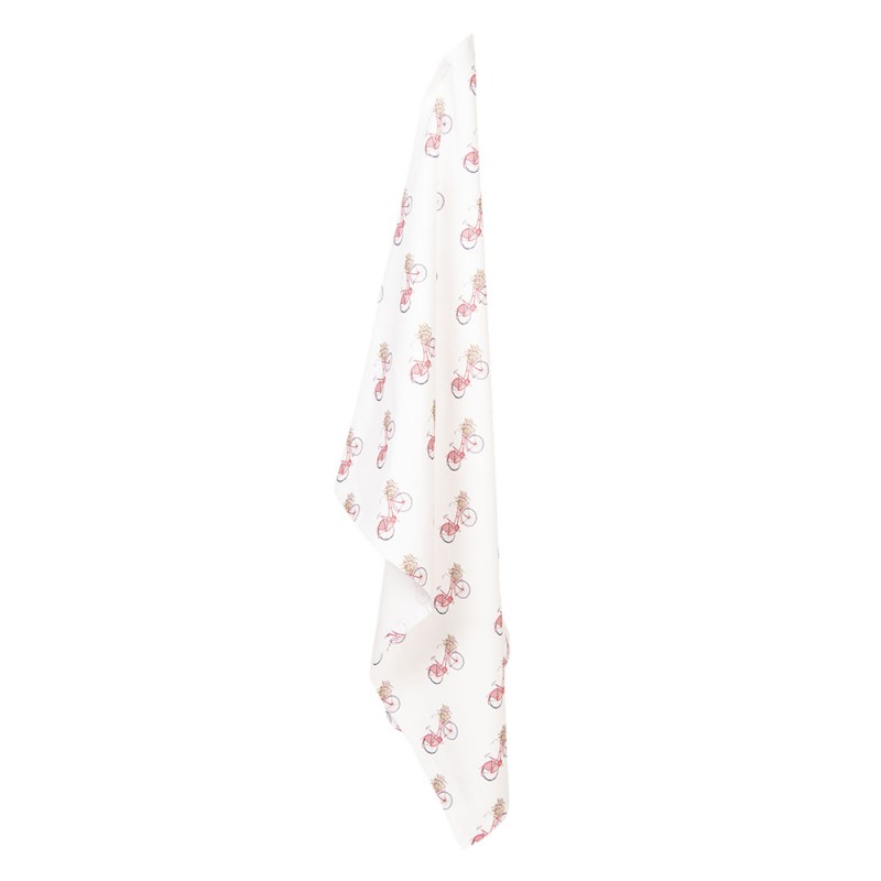 clayre & eef RBC42 Theedoek 50x70 cm Rood Wit Katoen Fiets Keukenhanddoek