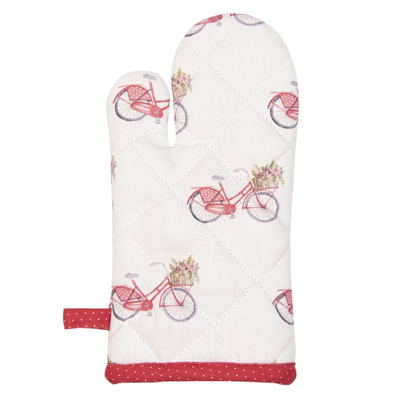 clayre & eef RBC44K Kind Ovenwant 12x21 cm Rood Wit Katoen Fiets Ovenhandschoen