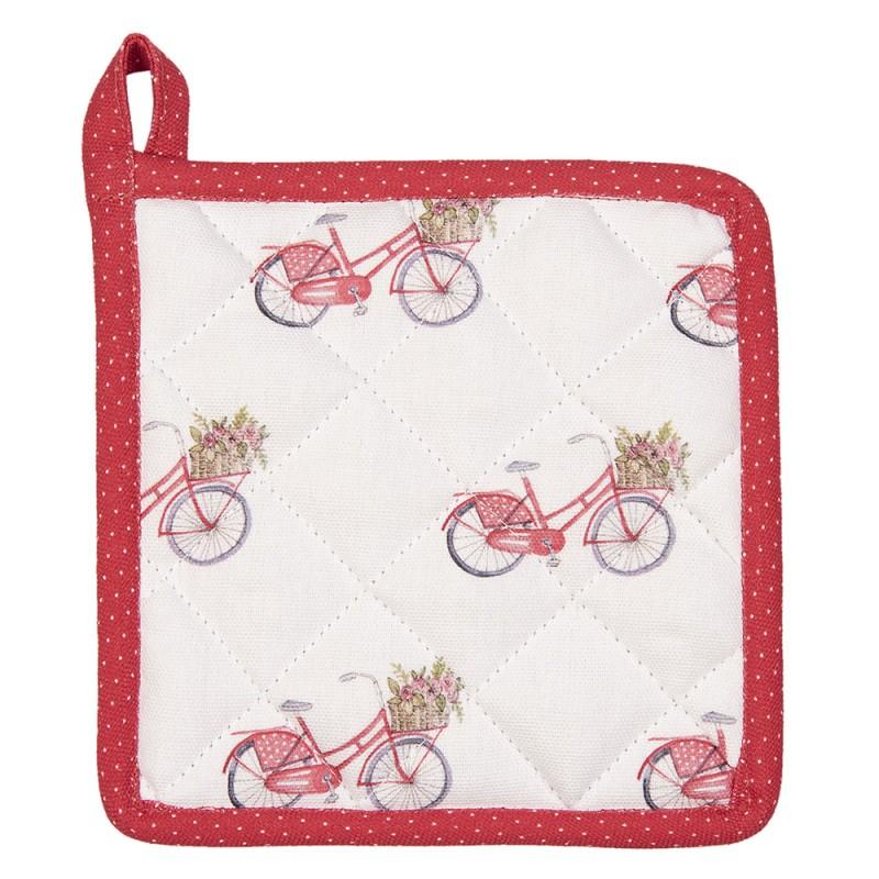 Clayre & Eef RBC45K Pannenlap Kind 16x16 Cm Rood Wit Katoen Fiets Vierkant Moeder Dochter