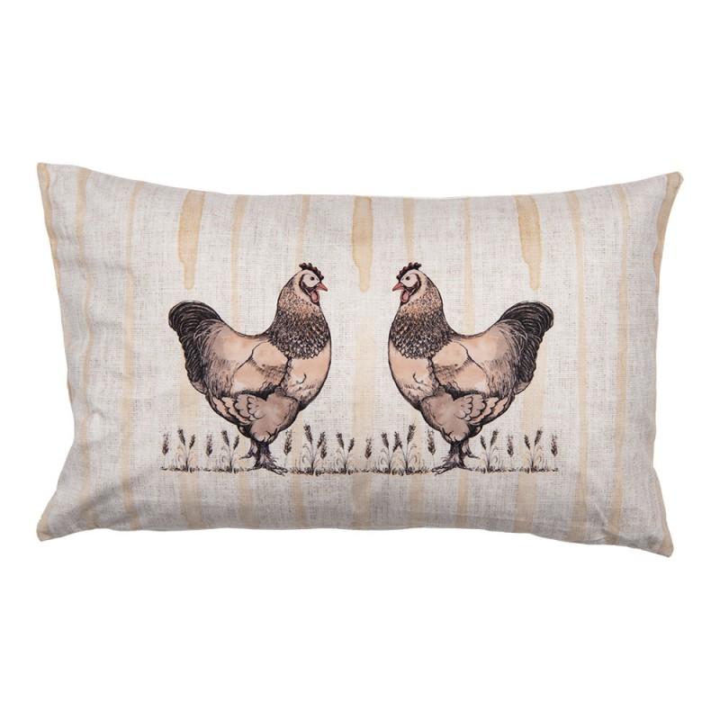 clayre & eef RFL36 Kussenhoes 30x50 cm Beige Polyester Kippen