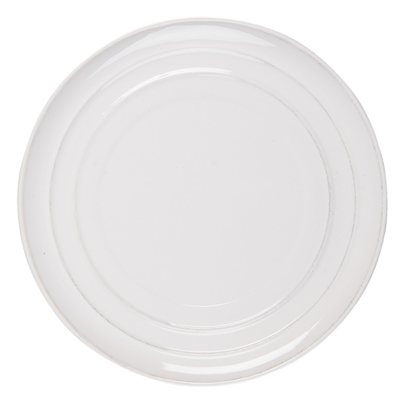 Clayre & Eef RIFP Dinerbord Ø 28 Cm Wit Keramiek Rond Eetbord