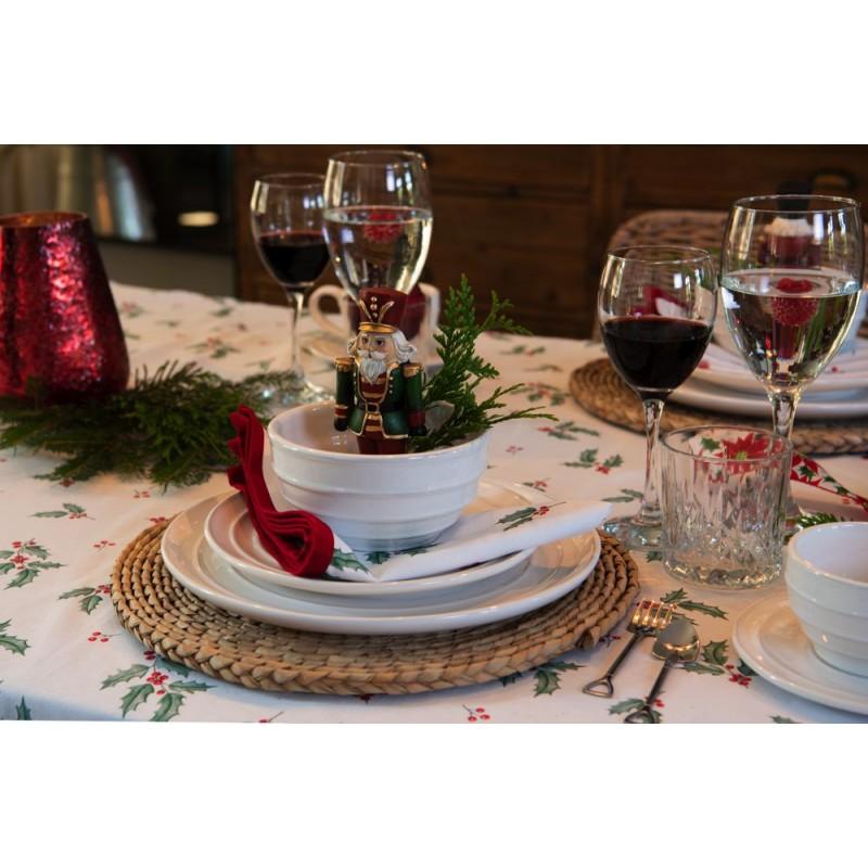 Clayre & Eef RIPUL Soepkom 1000 Ml Wit Keramiek Strepen Rond Serveerkom