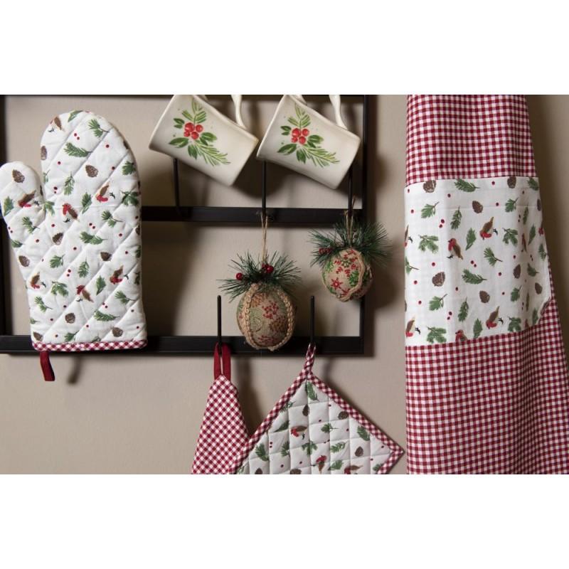 Clayre & Eef ROR42C-2 Theedoek 50x70 Cm Rood Wit Katoen Ruit Rechthoek Vaatdoek