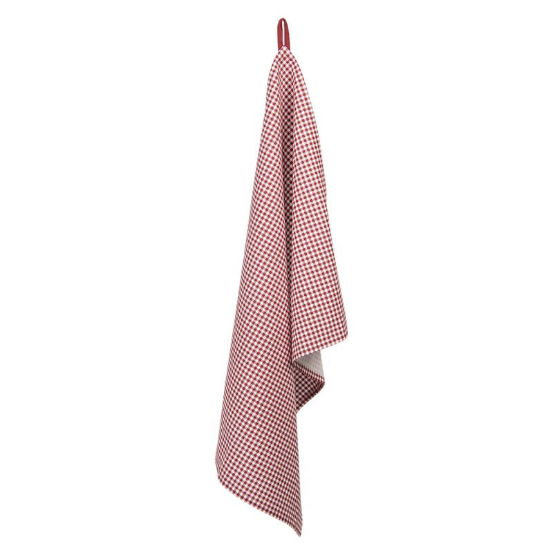 clayre & eef ROR42C-2 Theedoek 50x70 cm Rood Wit Katoen Ruit Rechthoek Vaatdoek