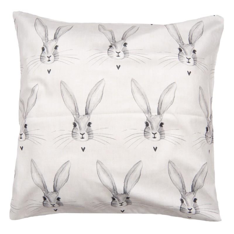 Clayre & Eef RUB22-1 Kussenhoes 45x45 Cm Beige Polyester Konijn