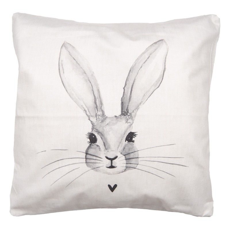 clayre & eef RUB22-1 Kussenhoes 45x45 cm Beige Polyester Konijn