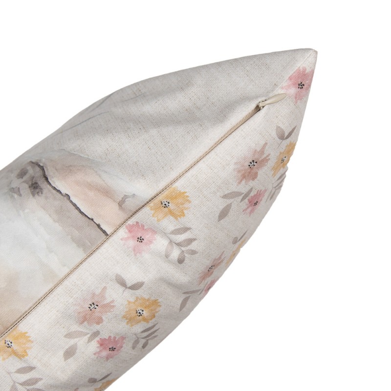 Clayre & Eef RUB22 Kussenhoes 45x45 Cm Beige Polyester Konijn Sierkussenhoes