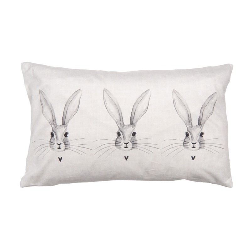 clayre & eef RUB36 Kussenhoes 30x50 cm Beige Polyester Konijn