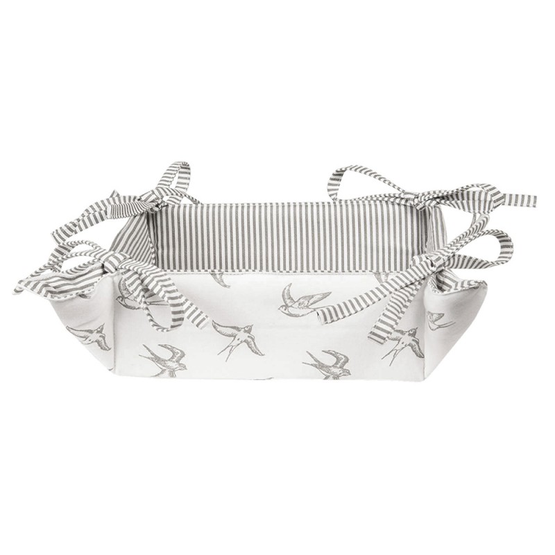 clayre & eef SWS47 Broodmand 35x35x8 cm Grijs Wit Katoen Zwaluw Cadeau Keuken