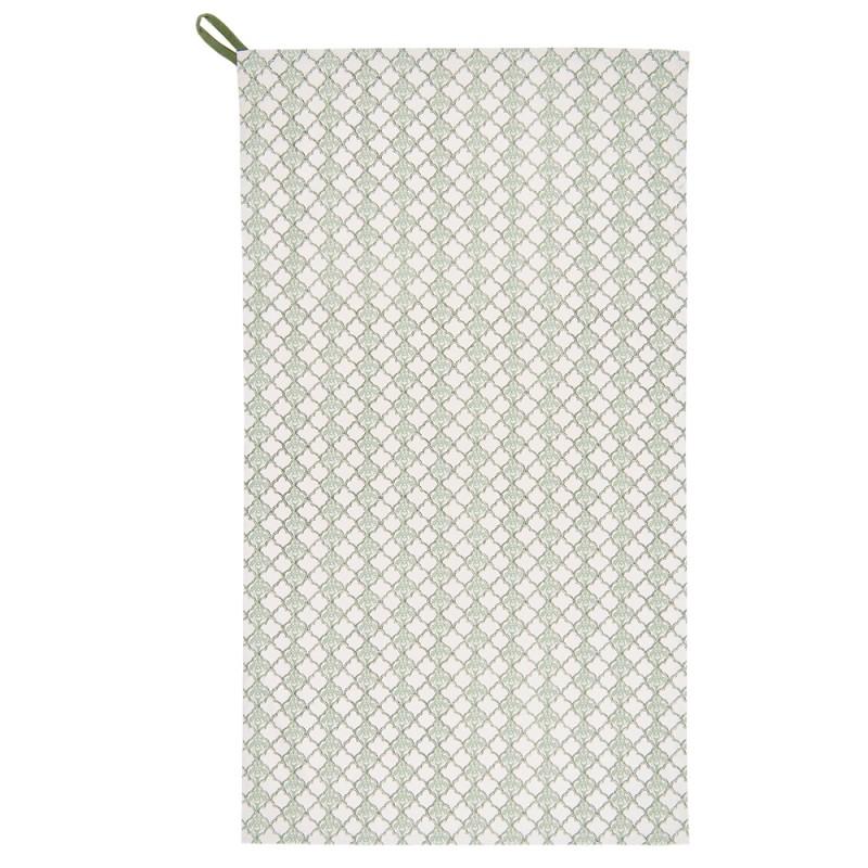 Clayre & Eef TKG42 Theedoek 50x85 Cm Groen Beige Katoen Ruit Keukenhanddoek