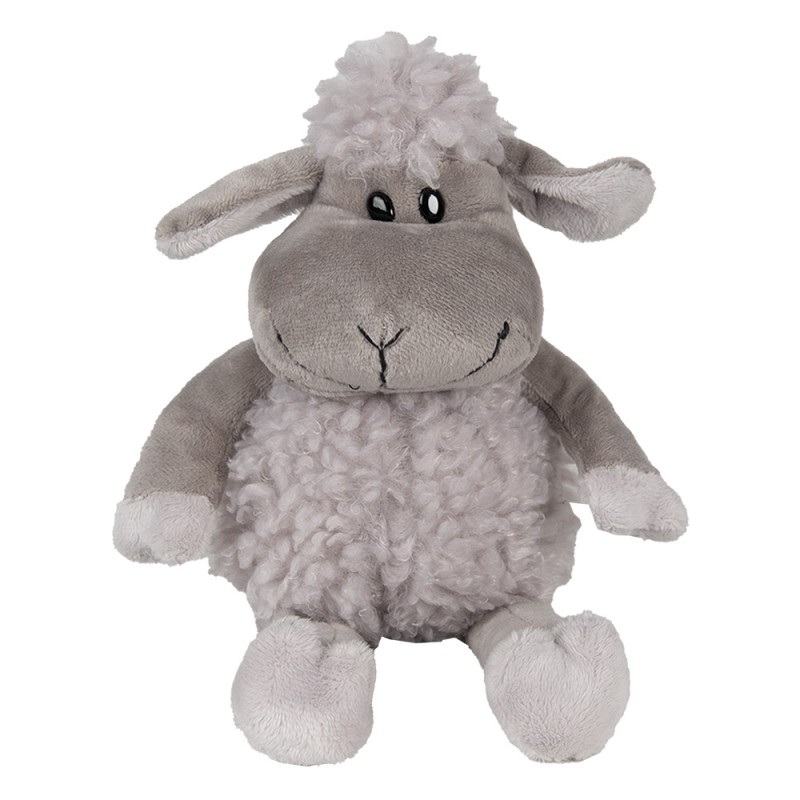 clayre & eef TW0595CH Knuffel Schaap 10x15x19 cm Grijs Pluche