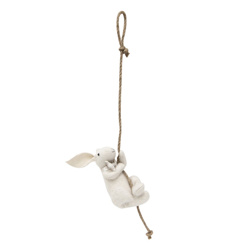 clayre & eef TW0620 Knuffel Konijn 8x9x16/50 cm Wit Synthetisch