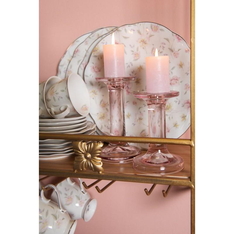 Clayre & Eef TWFFP Dinerbord Ø 26 Cm Wit Roze Porselein Bloemen Rond Eetbord