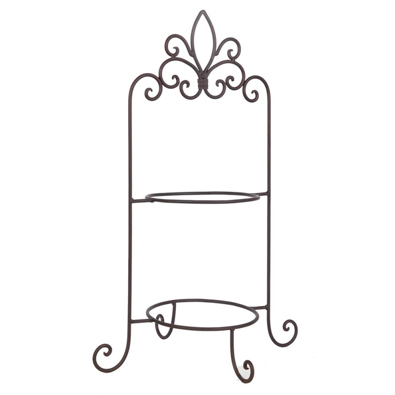 clayre & eef W40091 Etagère voor 2 borden 38x30x57 cm Bruin IJzer Rond borden etagère