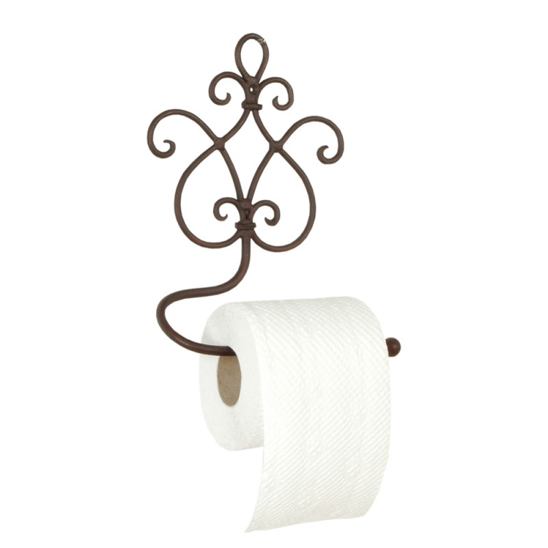 clayre & eef W40185 WC Rol Houder 17x7x22 cm Bruin IJzer Toiletrolhouder