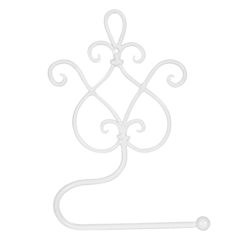 Clayre & Eef W40185W WC Rol Houder 17x7x22 Cm Wit IJzer Rechthoek Toiletrolhouder