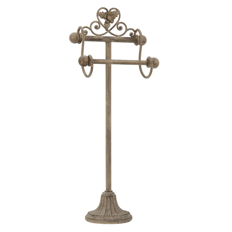 clayre & eef W4Y0100 WC Rol Houder 23x15x59 cm Beige Bruin IJzer Toiletrolhouder