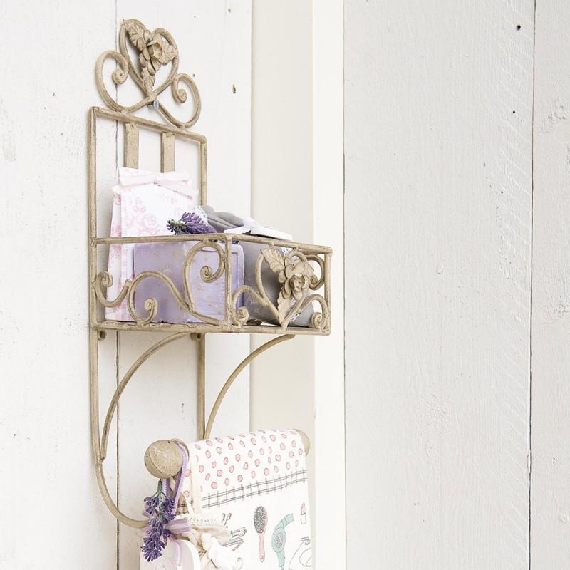 Clayre & Eef W4Y0173 WC Rol Houder 20x15x43 Cm Beige IJzer Toiletrolhouder