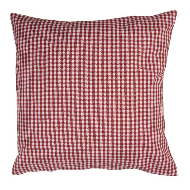 Clayre & Eef WIS21 Kussenhoes 40x40 Cm Wit Rood Katoen Aardbeien Vierkant Sierkussenhoes