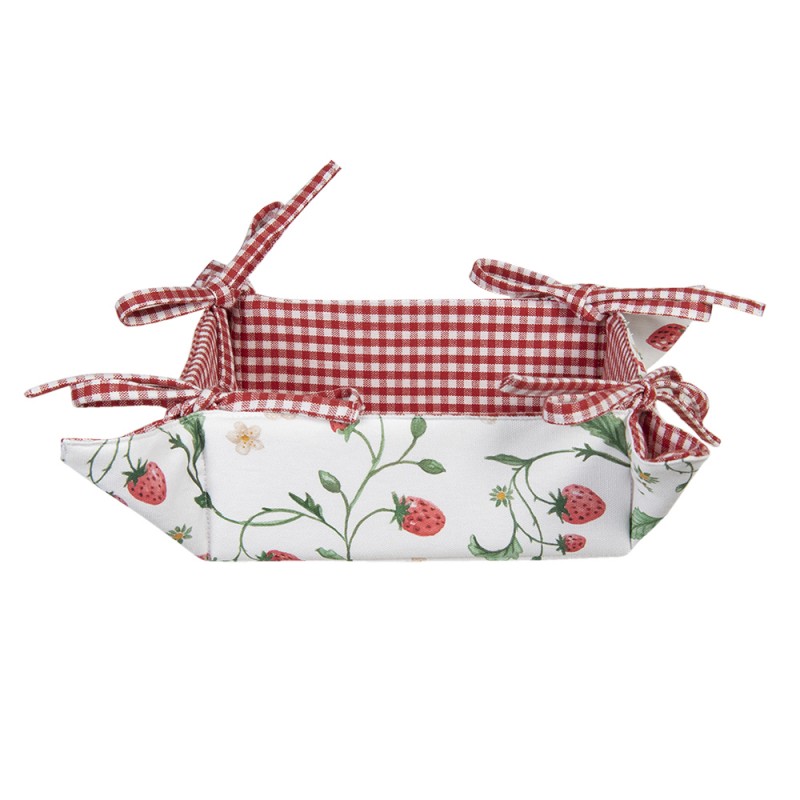 clayre & eef WIS47 Broodmand 35x35 cm Wit Rood Katoen Aardbeien Cadeau Keuken