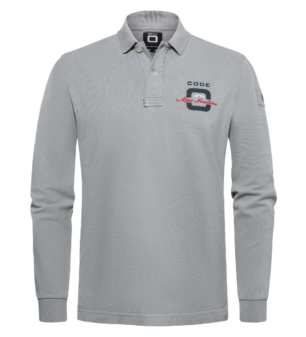 code zero CODE-ZERO Long Sleeve Polo Heren Alpes Maritimes Grijs S