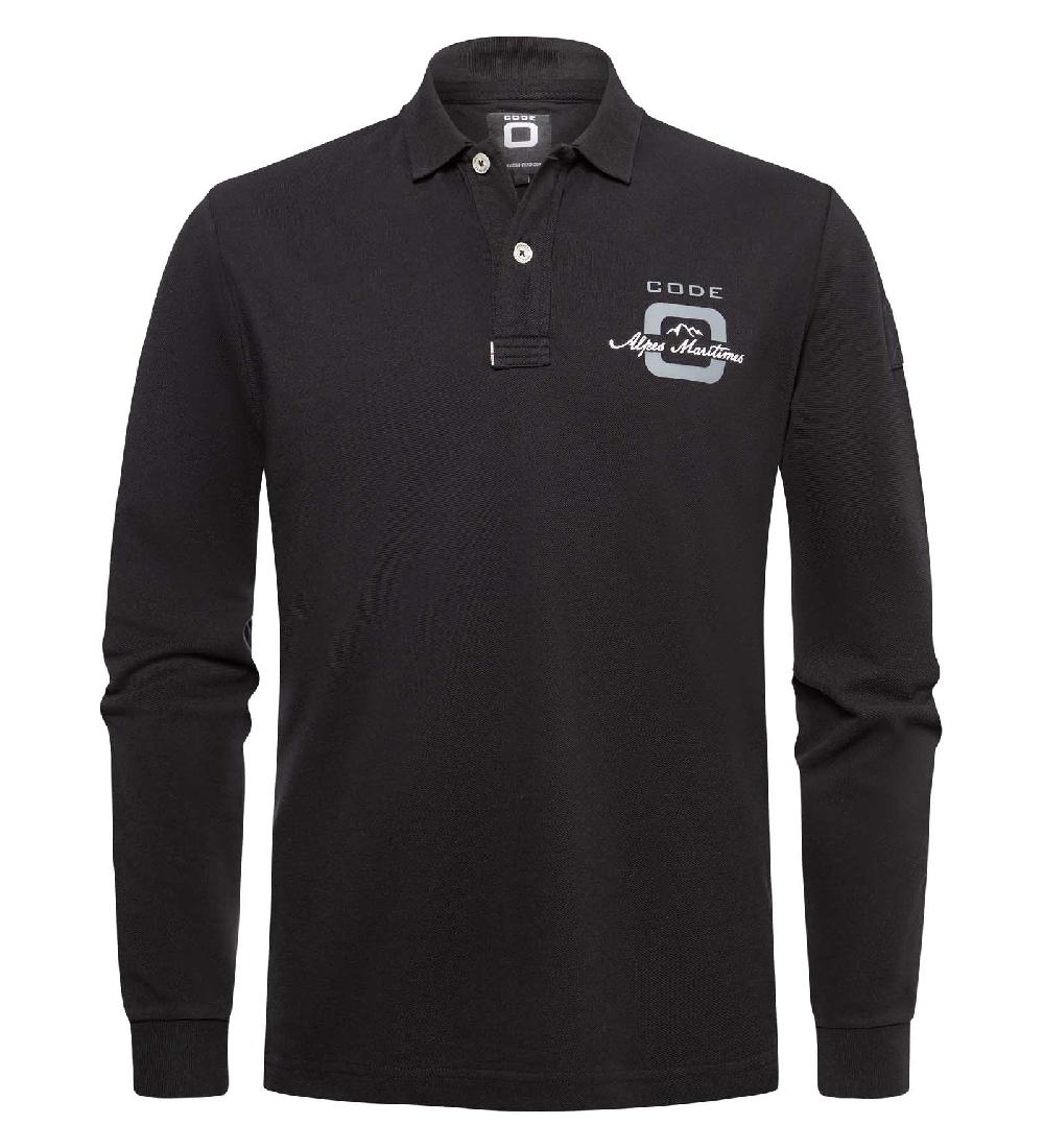 code zero CODE-ZERO Long Sleeve Polo Heren Alpes Maritimes Zwart S
