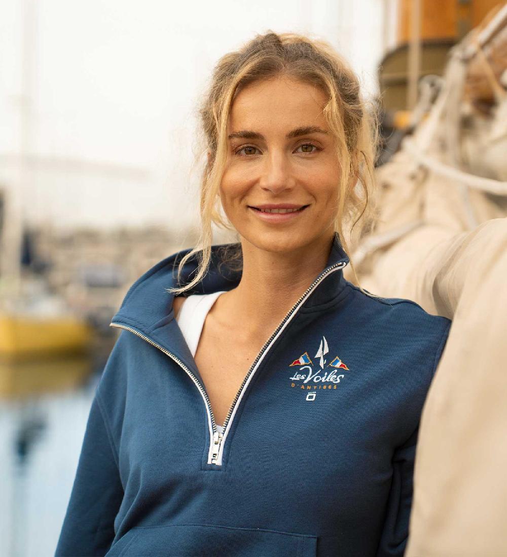 Code Zero Les Voiles D'Antibes Short-Zip Sweatshirt Dames Prestigieux Marine S