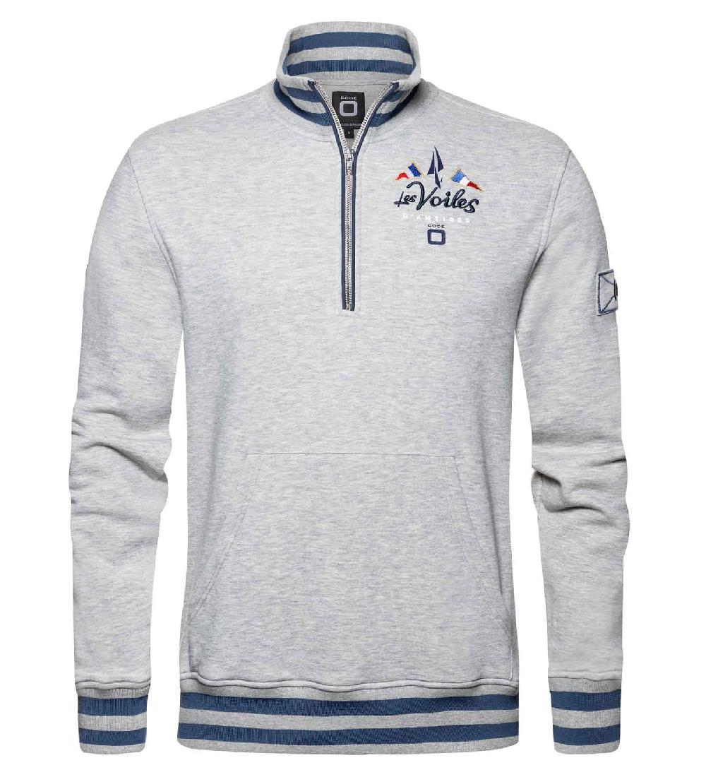 code zero Les Voiles d'Antibes Short-Zip Sweatshirt Heren Prestigieux Grijs M