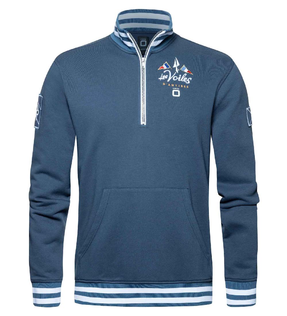 code zero Les Voiles d'Antibes Short-Zip Sweatshirt Heren Prestigieux Marine M