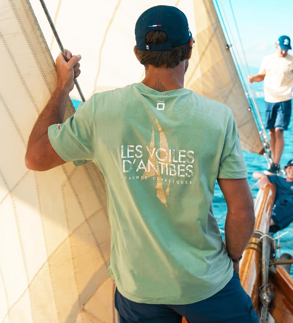Code Zero Les Voiles D'Antibes T-Shirt Heren Washed Groen M