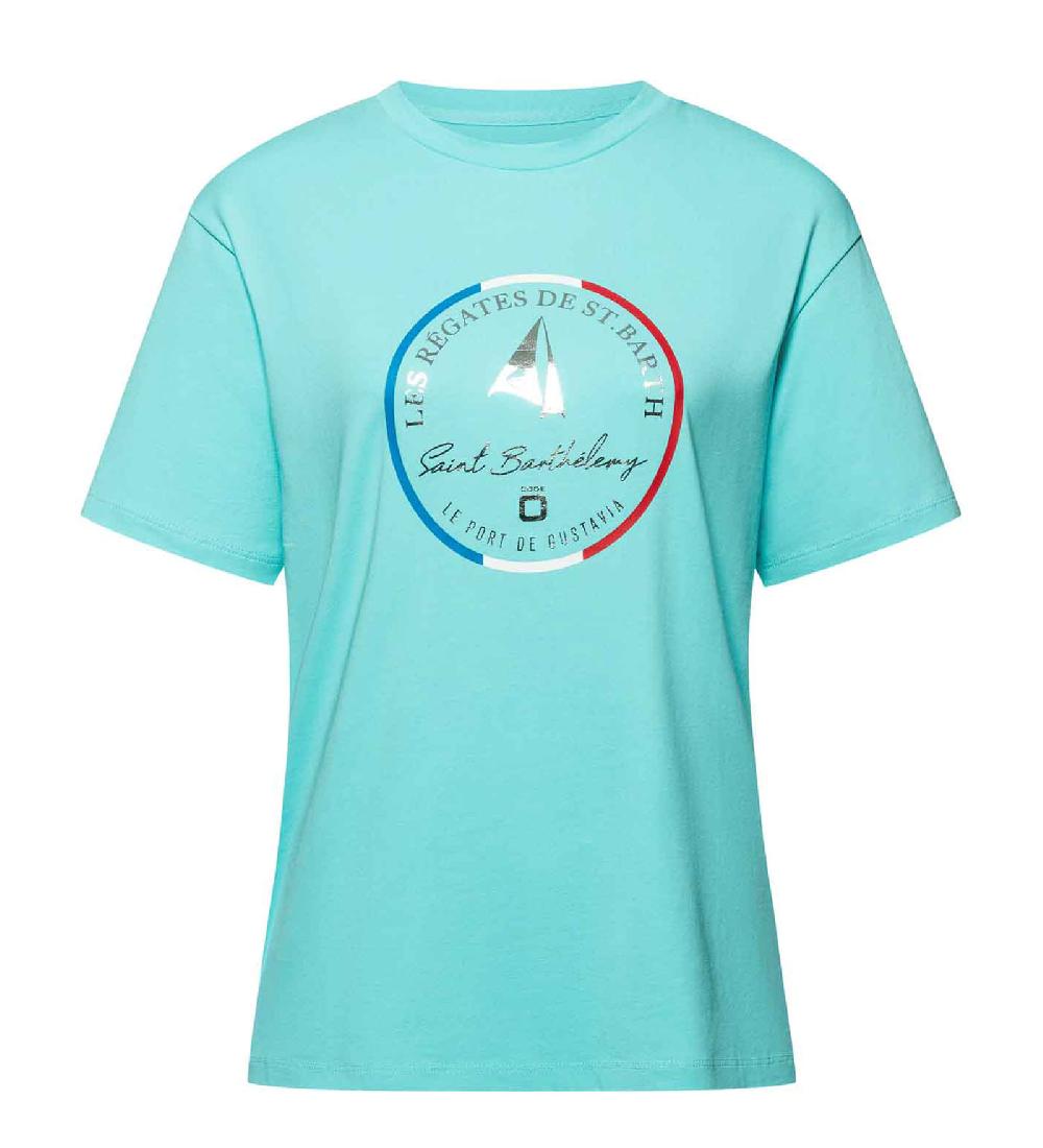 code zero Les Voiles de St Barth T-Shirt Dames Le Port de Gustavia Turkoois M