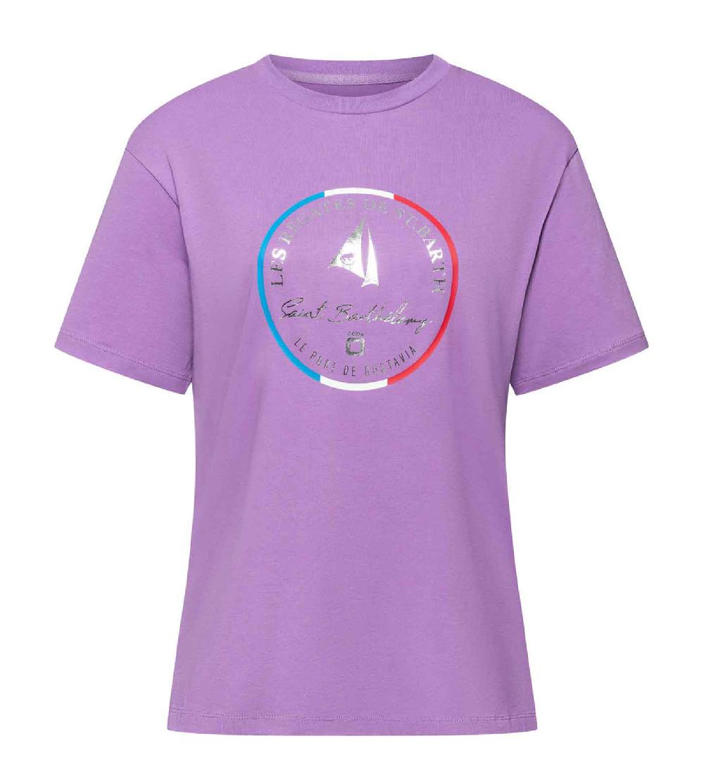 code zero Les Voiles de St Barth T-Shirt Dames Le Port de Gustavia Paars L