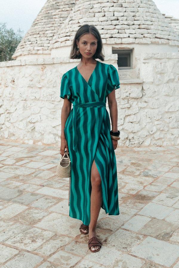 colourful rebel Ava Striped Wrap Dress