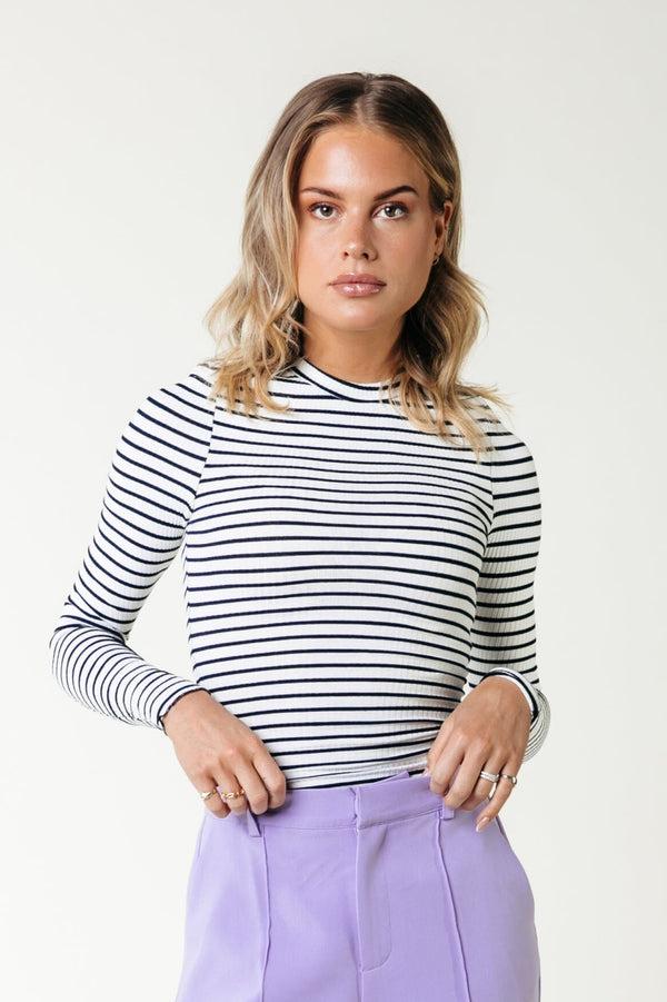 colourful rebel Jessie Stripe Rib Top