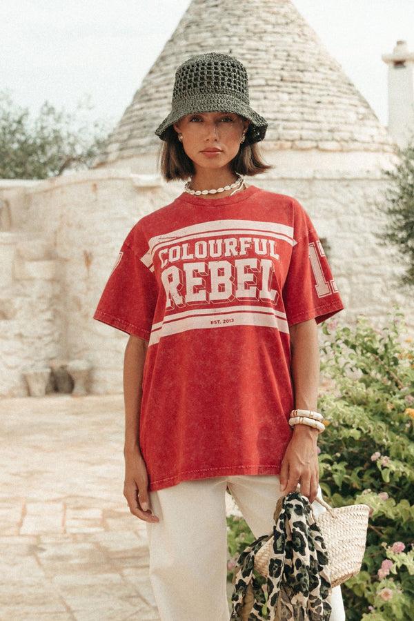 colourful rebel Logo Acid Wash T-Shirt