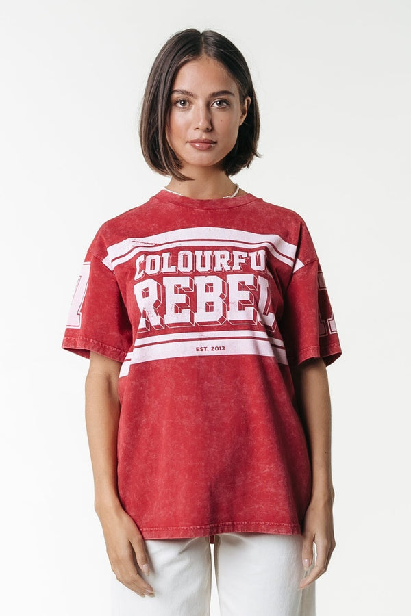 colourful rebel Logo Acid Wash T-Shirt