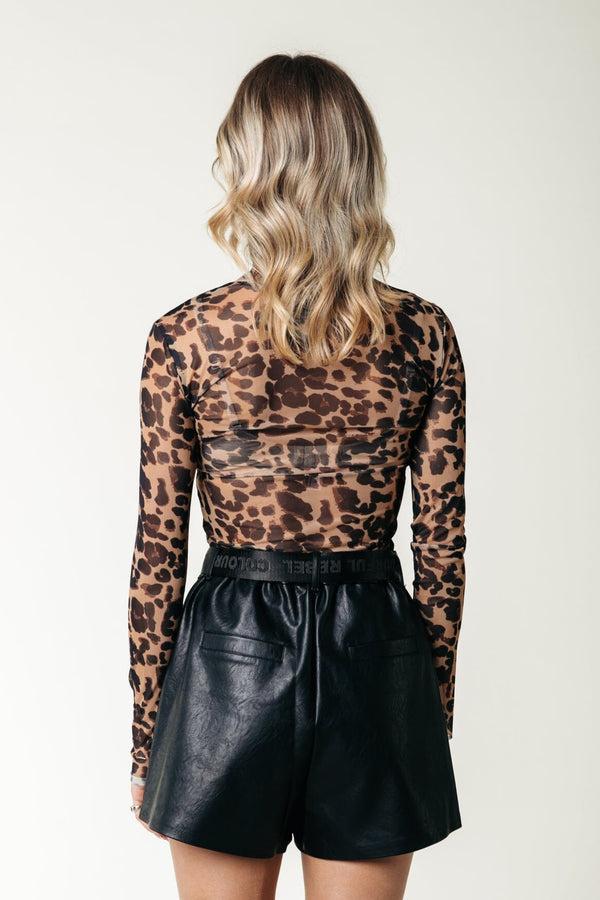 Colourful Rebel Neyo Leopard Mesh Turtleneck Top