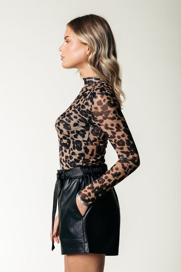 Colourful Rebel Neyo Leopard Mesh Turtleneck Top