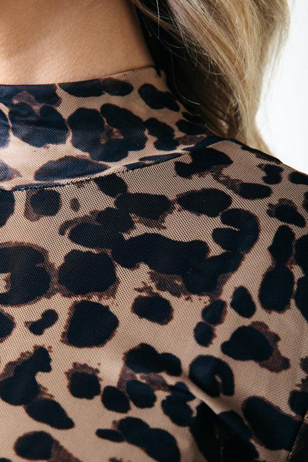 Colourful Rebel Neyo Leopard Mesh Turtleneck Top