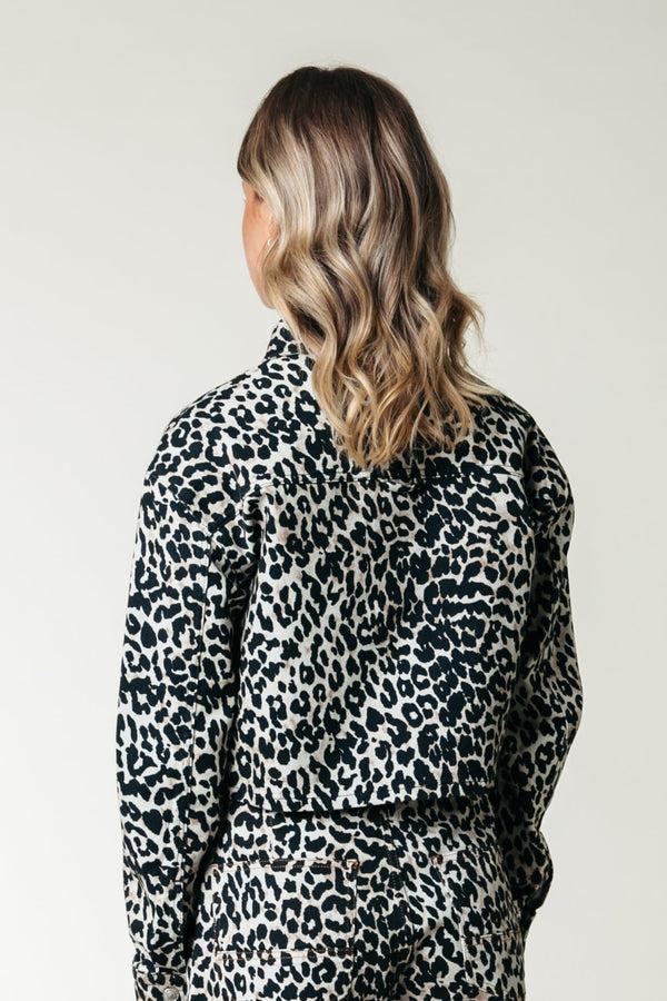 Colourful Rebel Olle Leopard Cropped Denim Blouse