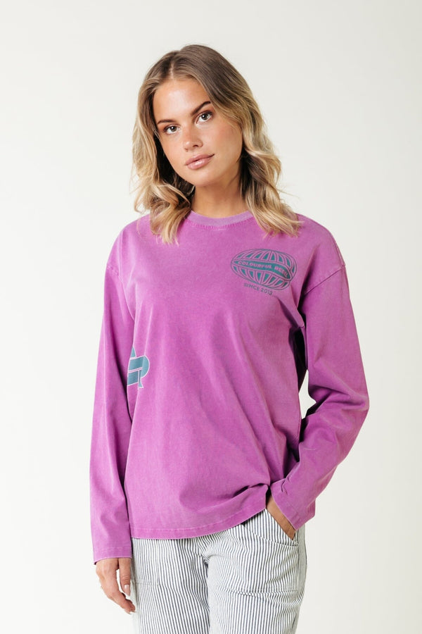 colourful rebel Racer Logo Acid Wash Longsleeve