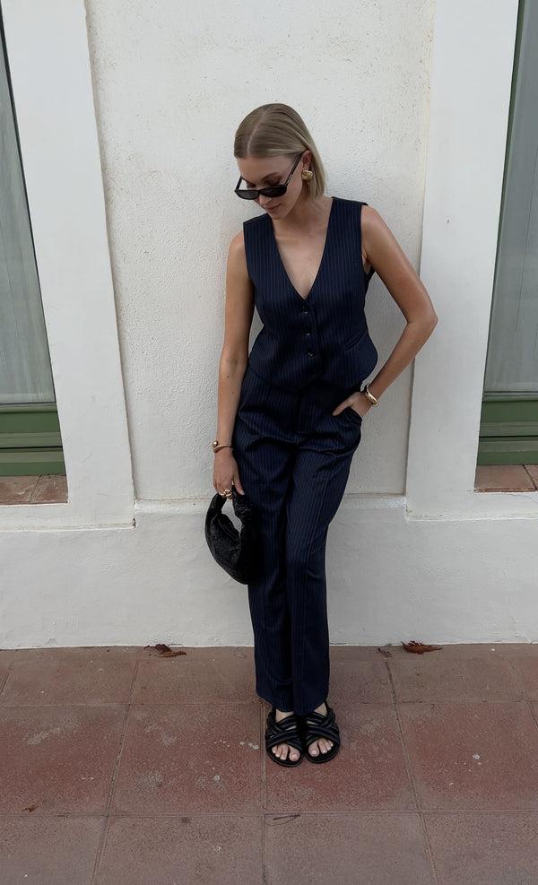 Colourful Rebel Rus Pinstripe Straight Pants