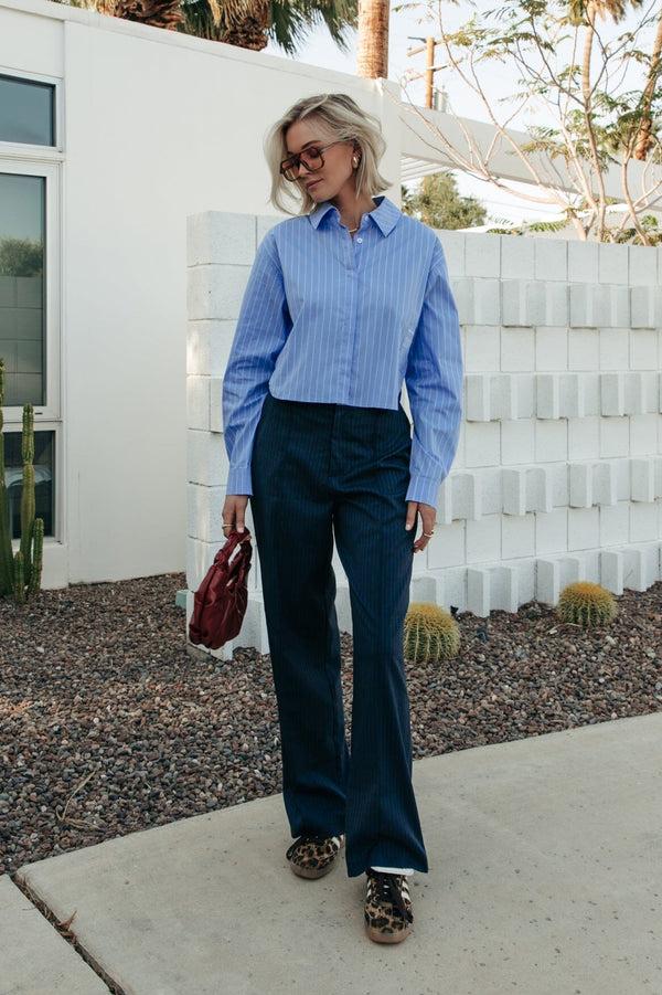 colourful rebel Rus Pinstripe Straight Pants