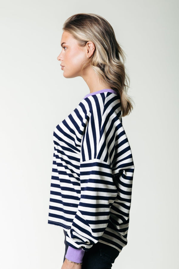 Colourful Rebel Stripe Contrast Sweat