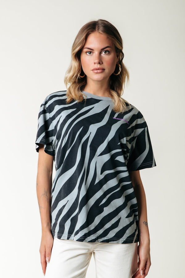 colourful rebel Zebra Acid Wash T-shirt