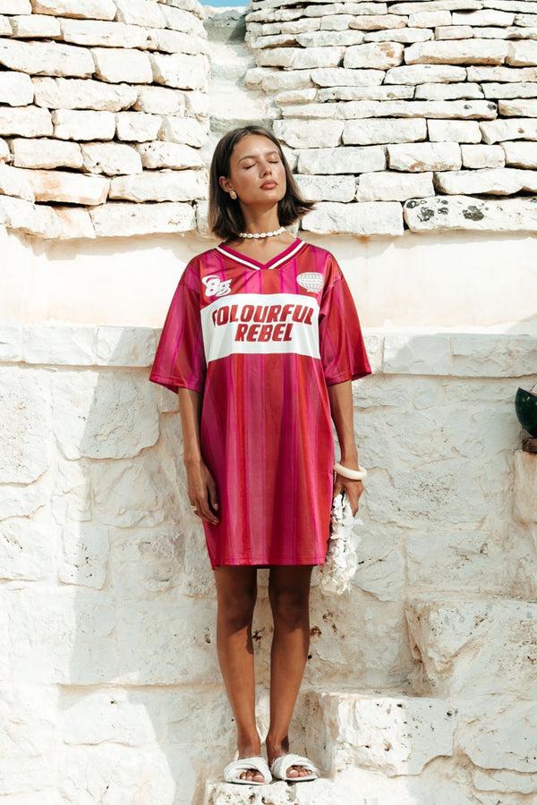 colourful rebel Taylie Striped Football T-Shirt Dress