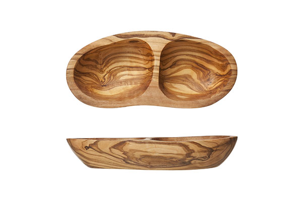 cosy & trendy ANTIPASTI BORD MET 2 COMPARTIMENTEN 20X8-9XH3 5CM OLIJFHOUT
